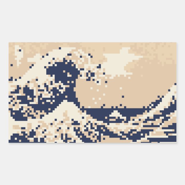 Pixel Tsunami 8 Bit Pixel Art Rechteckiger Aufkleber (Vorderseite)