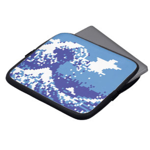 Pixel Tsunami Blau 8 Bit Pixel Art Laptopschutzhülle