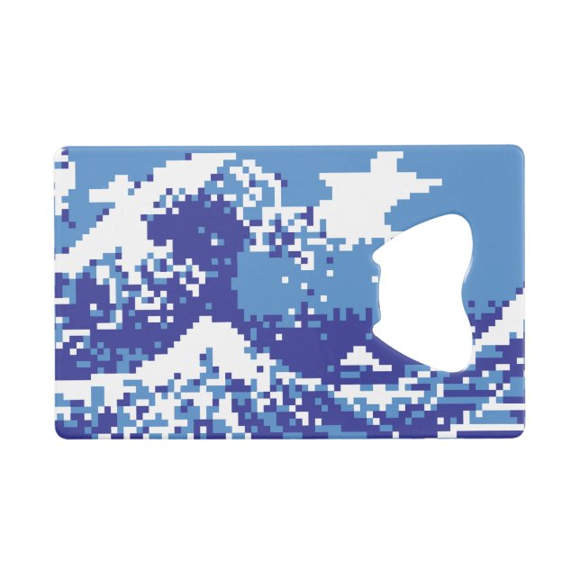 Pixel Tsunami Blue 8 Bit Pixel Art Geldbeutel Flaschenöffner (Vorderseite (Horizontal))
