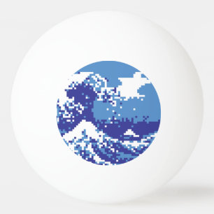 Pixel Tsunami Blue 8 Bit Pixel Art Tischtennisball