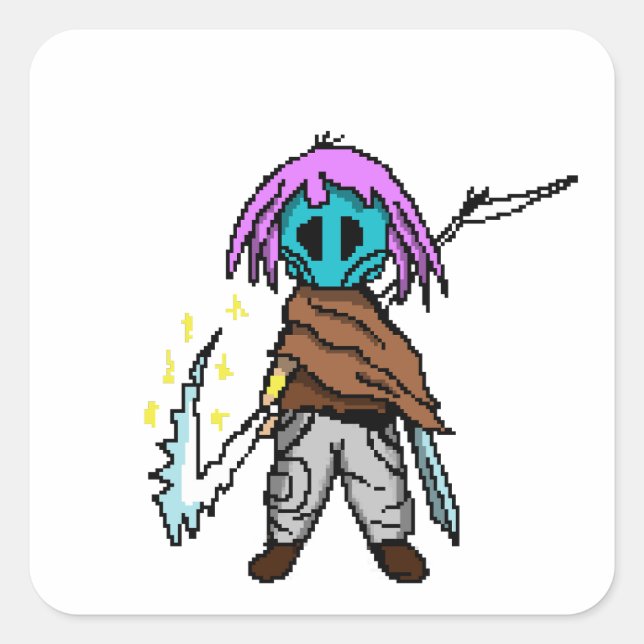Pixel Vengeance: Wasteland Heroine Quadratischer Aufkleber (Vorderseite)