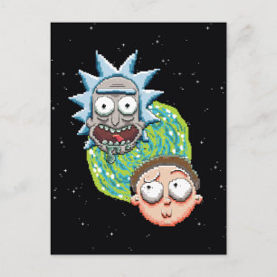 Pixel Vers Rick und Morty Portal Graphic Einladungspostkarte