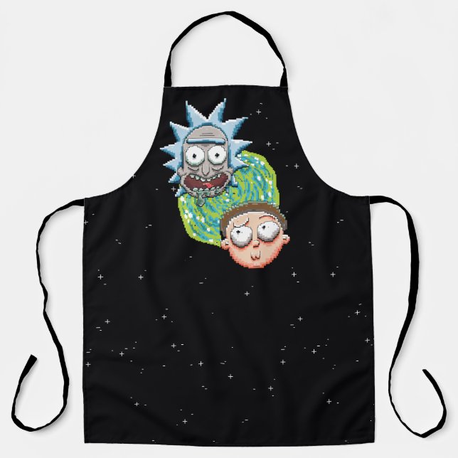 Pixel Vers Rick und Morty Portal Graphic Schürze (Vorderseite)