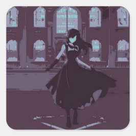 Pixel Viktorianisch Gothic 2 Quadratischer Aufkleber