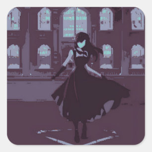 Pixel Viktorianisch Gothic 2 Quadratischer Aufkleber