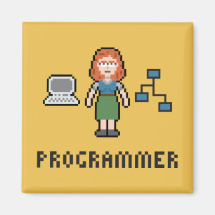 Pixel-weiblicher Programmierer-Magnet Magnet