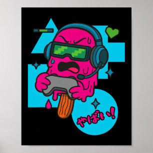 Pixel-Wut-Gamer-Eis am Stiel Lustiges Schmelzen vo Poster