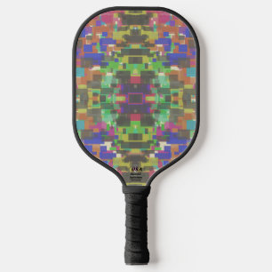 Pixelart-Muster jenseits der Regenbogenfarben Pickleball Schläger