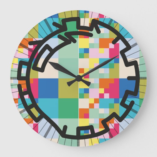 PIXELAT chained numbers by Masanser Große Wanduhr (Vorderseite)