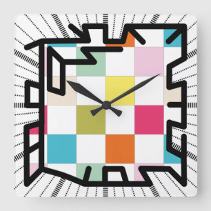 PIXELAT chained numbers by Masanser Quadratische Wanduhr