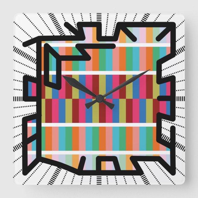 PIXELAT chained numbers by Masanser Quadratische Wanduhr (Vorderseite)