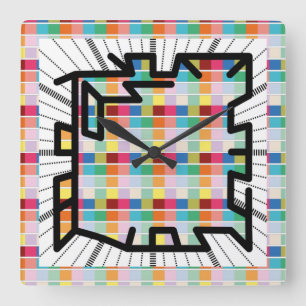 PIXELAT chained numbers by Masanser Quadratische Wanduhr