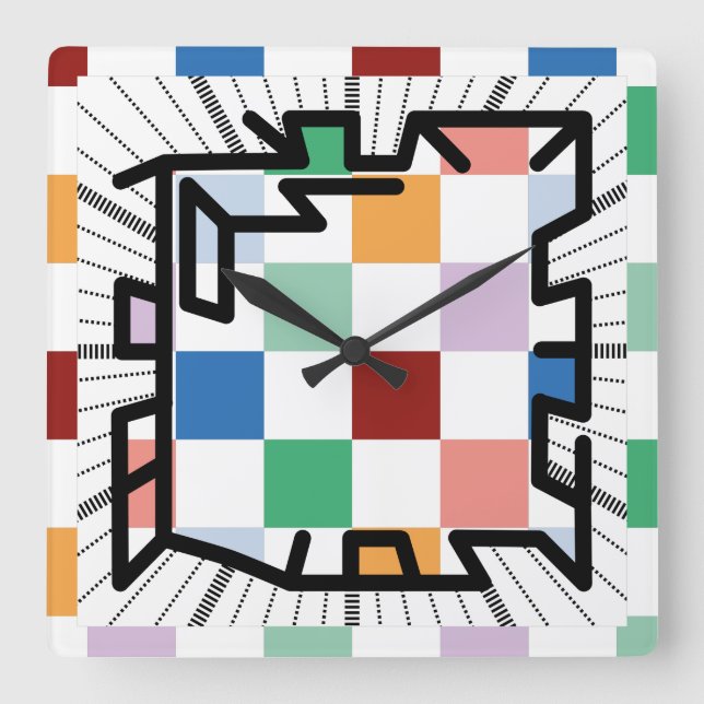 PIXELAT chained numbers by Masanser Quadratische Wanduhr (Vorderseite)
