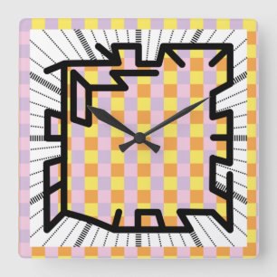 PIXELAT chained numbers by Masanser Quadratische Wanduhr