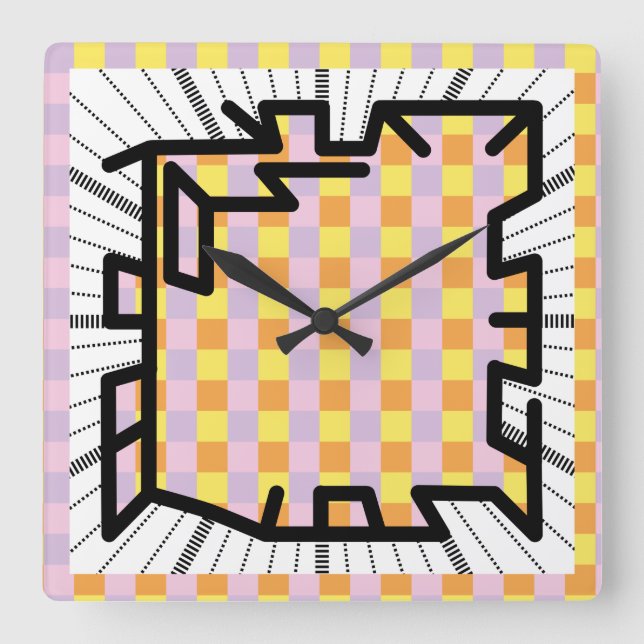 PIXELAT chained numbers by Masanser Quadratische Wanduhr (Vorderseite)