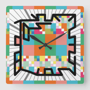 PIXELAT chained numbers by Masanser Quadratische Wanduhr