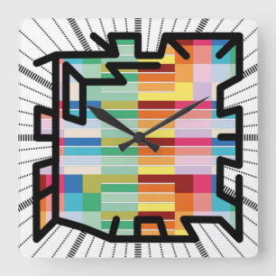 PIXELAT chained numbers by Masanser Quadratische Wanduhr