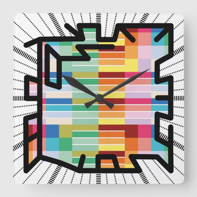 PIXELAT chained numbers by Masanser Quadratische Wanduhr (Vorderseite)