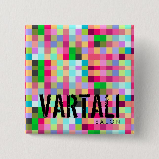 Pixelate Vartali quadratischer Knopf Button (Vorderseite)