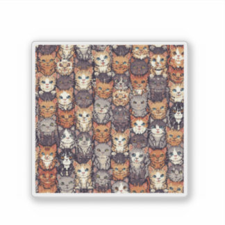 Pixelated Digital Colorful Cats Aufkleber