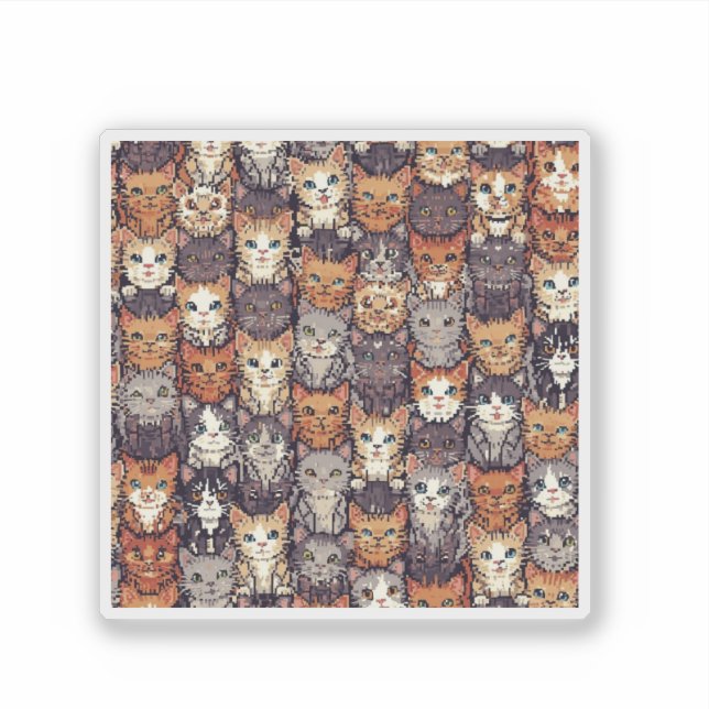 Pixelated Digital Colorful Cats Aufkleber (Vorderseite)