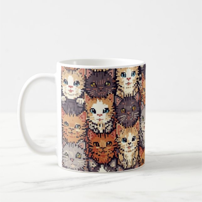 Pixelated Digital Colorful Cats Kaffeetasse (Links)
