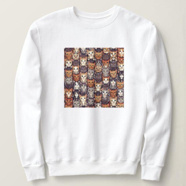 Pixelated Digital Colorful Cats Sweatshirt (Design vorne)