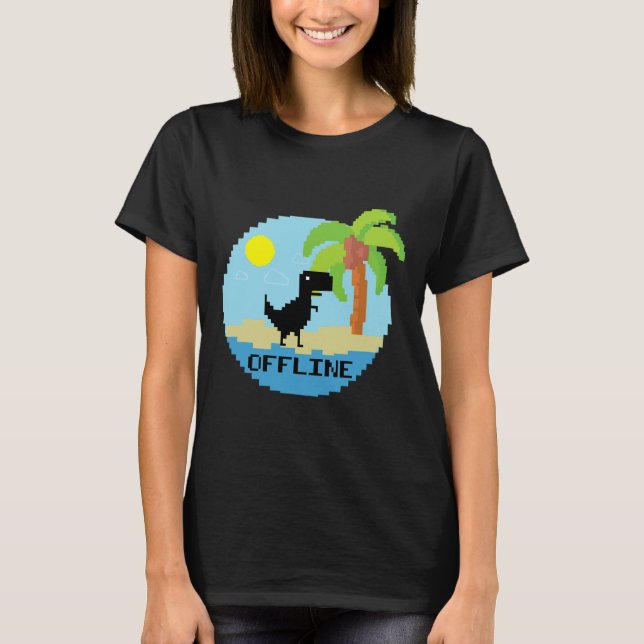 Pixelated Dinosaur Vacation Tech Enthusiasts Coder T-Shirt (Vorderseite)