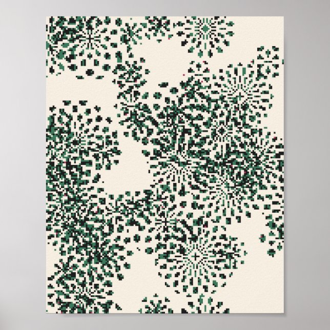 Pixelated Floral Pattern  Poster (Vorne)