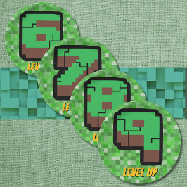 Pixelated Gamer Green Building Level Up 9 Pappteller