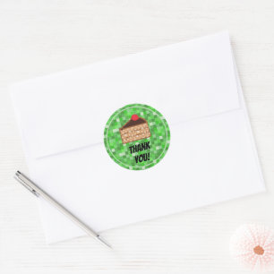 Pixelated Gamer Green Pixel Cake Slice Game On Runder Aufkleber