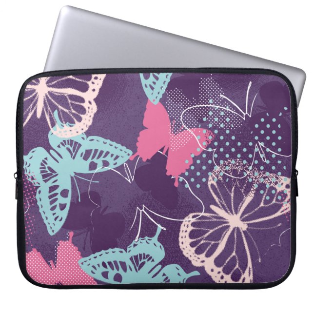 Pixelated graffiti butterflies in a pretty color p laptopschutzhülle (Vorderseite)