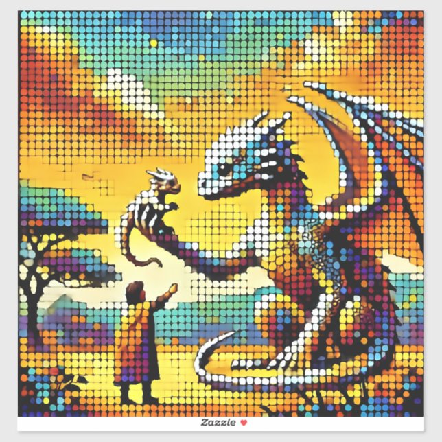 pixelated image of a dragon trainer aufkleber (Blatt)