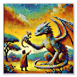 pixelated image of a dragon trainer fotodruck