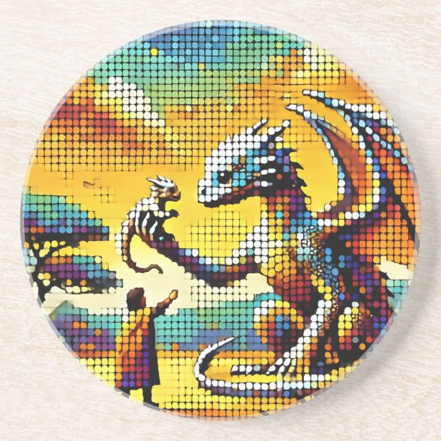 pixelated image of a dragon trainer getränkeuntersetzer (Vorne)