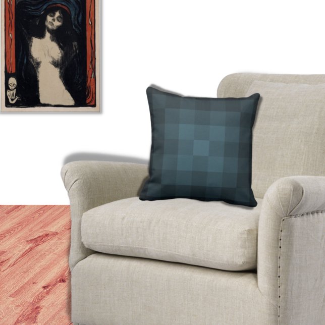 Pixelated In Shades Of Blue - Throw Pillow Kissen (Von Creator hochgeladen)