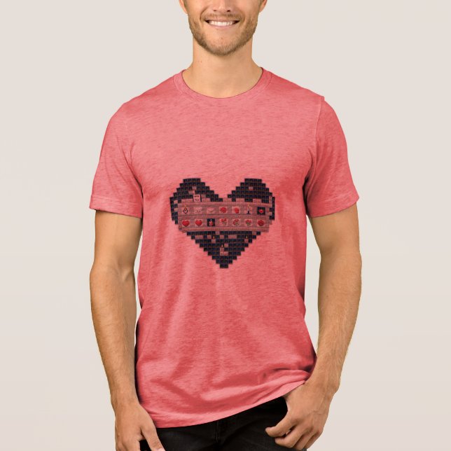 Pixelated Liebe Tri-Blend-Shirt Tri-Blend Shirt (Vorderseite)