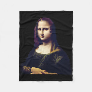 Pixelated Mona Lisa Digital Renaissance Remix Stic Fleecedecke