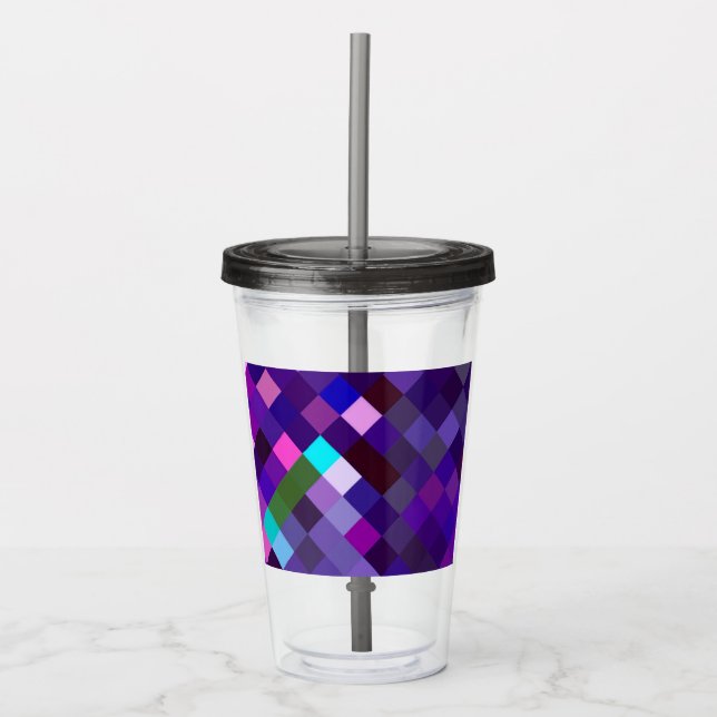 Pixelated Pattern - Purple Acryltrinkbecher (Vorderseite)