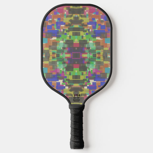 Pixelated Patterned Beyond Colors Of The Rainbow Pickleball Schläger (Vorderseite)