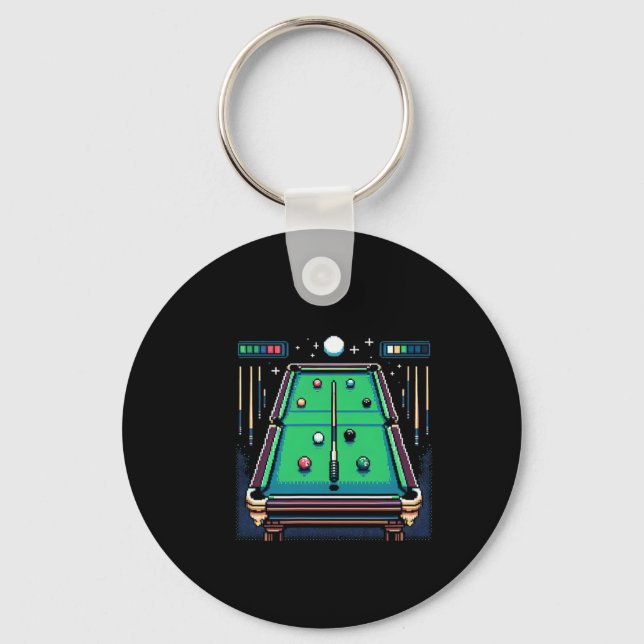 Pixelated Pot 8-Bit Billiards Schlüsselanhänger (Vorderseite)