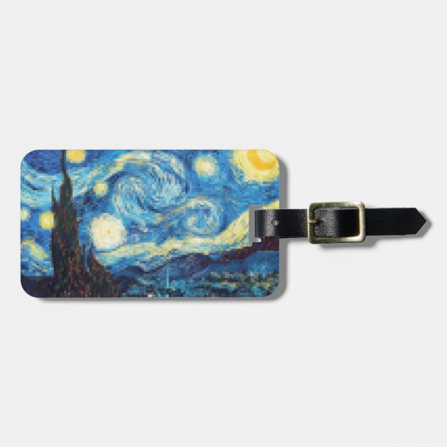 Pixelated Starry Night von Van Gogh Gepäckanhänger (Vorderseite horizontal)