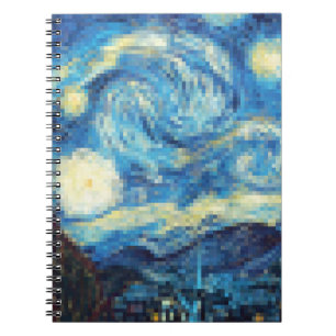 Pixelated Starry Night von Van Gogh Notizblock