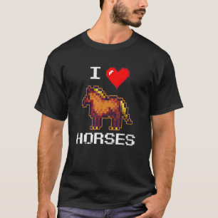 Pixelierter Pferde-Farm-Tier  Bauer Pferdebesitzer T-Shirt