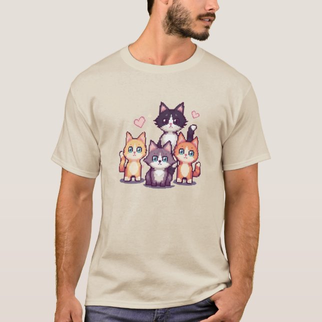 Pixelige farbenfrohe Kätzchen  T-Shirt (Vorderseite)