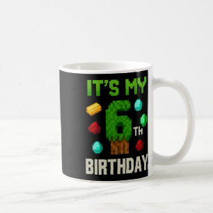 Pixelige Level 6 Geburtstags-Gamer-Kids Pixel Art  Kaffeetasse