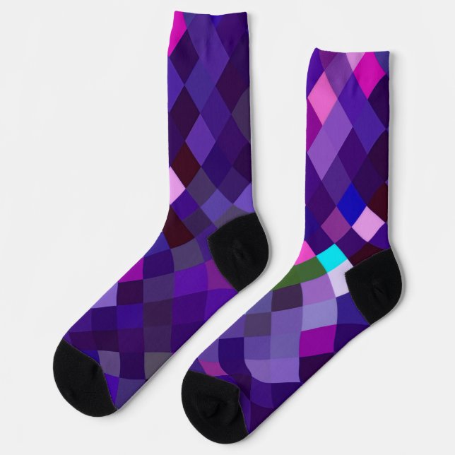 Pixelige lila Socken (Linkes Detail)