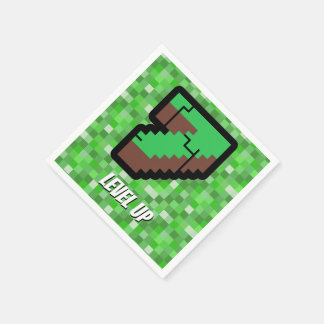 Pixeliger Gamer Grünes Gebäude Level Up 7 Serviette