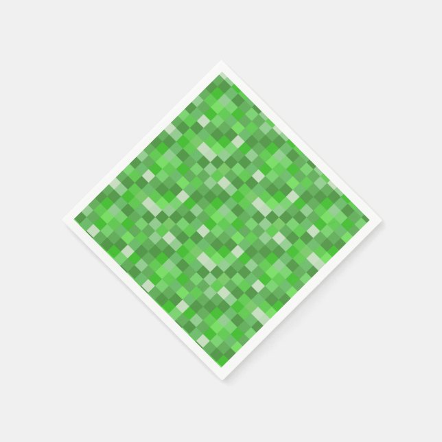 Pixeliger grüner Gebäudeblock gefaltet  Serviette (Ecke)