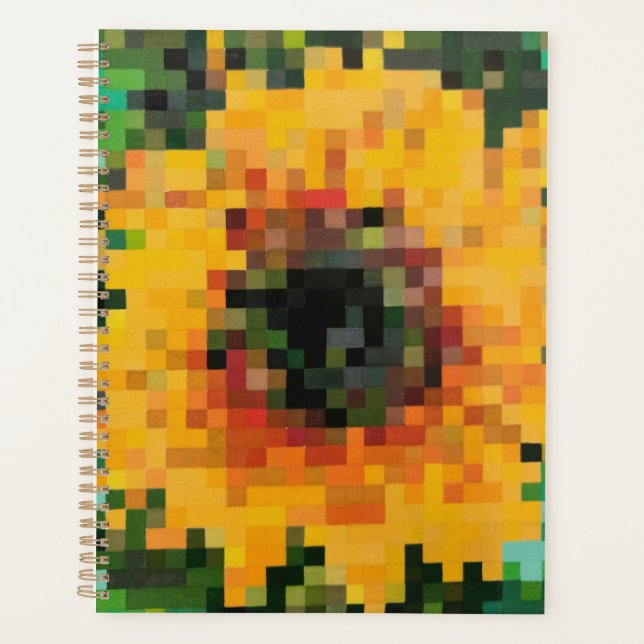 Pixelisierte leuchtende Sonnenblume Planer (Vorderseite)
